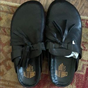 Nwob Charlotte stone slides/clogs tassels 9 black